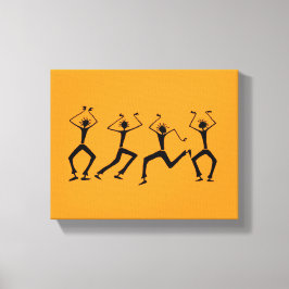 暖かいオレンジ色のシルエット幸せパーティーダンサー キャンバスプリント