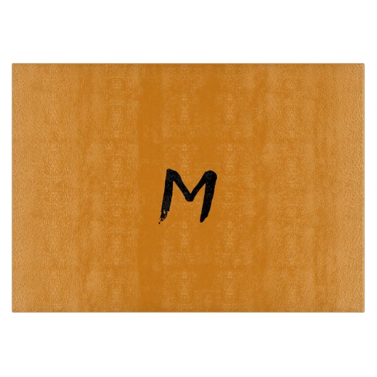 暖かいカボチャ黄色の感謝祭ガモノグラムのラス カッティングボード (正面)