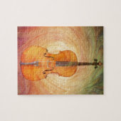 暖かいカラフルの織り目加工の背景が付いているチェロ ジグソーパズル (横)