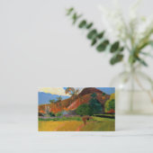 暖かいカラフルを絵を描くタヒチGauguinの山 名刺 (スタンド正面)