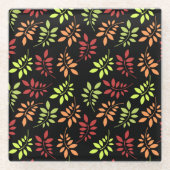 暖かいカラフルトーンの紅葉ガラスコースター ガラスコースター (正面)