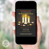 暖かいキャンドルカラフル葉の感謝祭のディナー 招待状