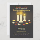 暖かいキャンドルカラフル葉の感謝祭のディナー 招待状 (正面)