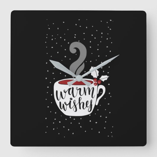 **暖かいクリスマスの休日の希望**時計 スクエア壁時計 (正面)