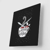 **暖かいクリスマスの休日の希望**時計 スクエア壁時計 (傾斜)