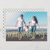 暖かいクリスマスの挨拶金ゴールドの写真カード シーズンカード (正面/裏面)