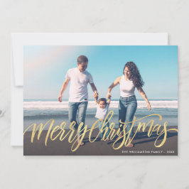 暖かいクリスマスの挨拶金ゴールドの写真カード シーズンカード