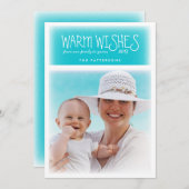 暖かいクリスマスウィッシュビーチブルーフォトカード シーズンカード (正面/裏面)