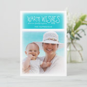 暖かいクリスマスウィッシュビーチブルーフォトカード シーズンカード (スタンド正面)