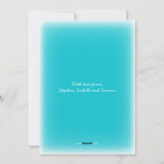 暖かいクリスマスウィッシュビーチブルーフォトカード シーズンカード (裏面)