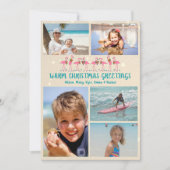 暖かいクリスマスグリーティングフラミンゴス写真コラージュ シーズンカード (正面)