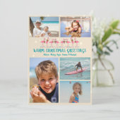 暖かいクリスマスグリーティングフラミンゴス写真コラージュ シーズンカード (スタンド正面)