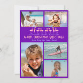 暖かいクリスマスグリーティングフラミンゴス写真コラージュ シーズンカード (正面)