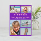 暖かいクリスマスグリーティングフラミンゴス写真コラージュ シーズンカード (スタンド正面)