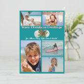 暖かいクリスマス数々の写真ファミリーフラットグリーティング シーズンカード (スタンド正面)