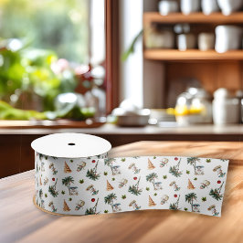 暖かいクリスマス雪だるまのパターンリボン グログランリボン