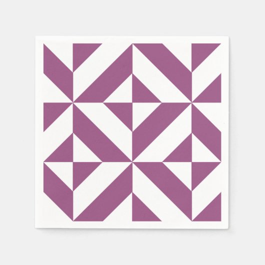 暖かいグレープジオメトリックデコキューブパターン スタンダードカクテルナプキン (正面)