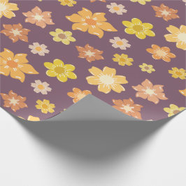 暖かいゴールデン秋の開花シームレスな誕生日ギフト ラッピングペーパー