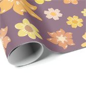 暖かいゴールデン秋の開花シームレスな誕生日ギフト ラッピングペーパー (ロールコーナー)