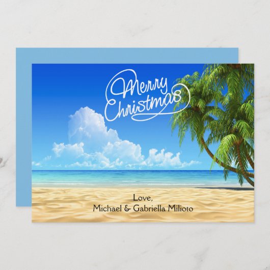暖かいサニービーチクリスマスカード シーズンカード (正面/裏面)