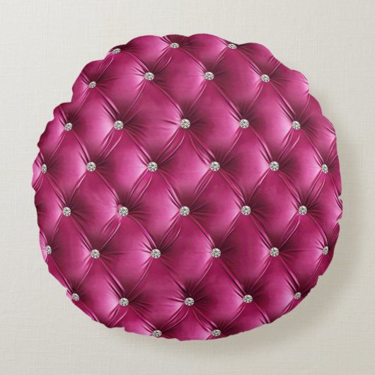 暖かいシックなピンクベフェイクルベット ラウンドクッション (正面)