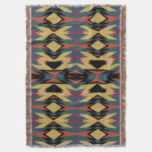 暖かいティール(緑がかった色)アースデアステカザート金ゴールドきらめく スローブランケット (正面縦)