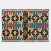 暖かいティール（緑がかった色）アースデアステカザート金ゴールドきらめく スローブランケット (正面)