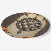 暖かいトーンでケルトのアートとフローラの輝き。 ペーパープレート (アングル)