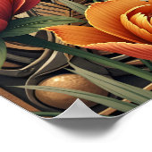 暖かいトーンでケルトのアートとフローラの輝き。 ポスター (角)