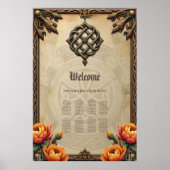 暖かいトーンでケルトのアートとフローラの輝き。 ポスター (正面)