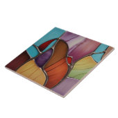 暖かいトーンフェイクステンドグラス抽象芸術アート タイル (側面)