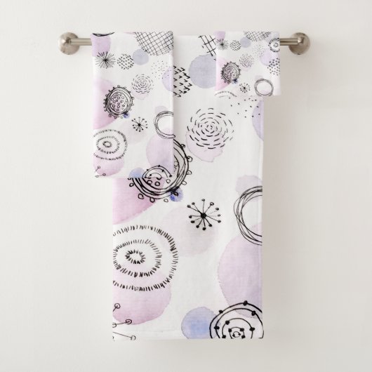 暖かいトーン水の色パターン バスタオルセット (インサイチュ)