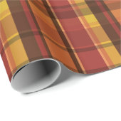 暖かいトーン秋のカラープレイドパターン ラッピングペーパー (ロールコーナー)