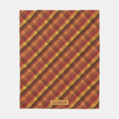 暖かいトーン秋のテーマプレイドパターン&テキスト フリースブランケット (正面)
