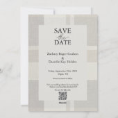 暖かいニュートラルプレイド日付の結婚式の招待を保存 シーズンカード (裏面)
