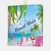 暖かいパーソナライズされたウィッシュズバーズビーチクリスマス セラミックオーナメント (左)