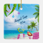 暖かいパーソナライズされたウィッシュズバーズビーチクリスマス セラミックオーナメント (裏面)