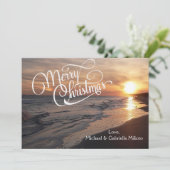 暖かいビーチサンセットクリスマスカード シーズンカード (スタンド正面)