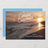 暖かいビーチサンセットクリスマスカード シーズンカード (正面/裏面)