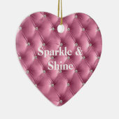 暖かいピンクのフェイクベルベット セラミックオーナメント (右)