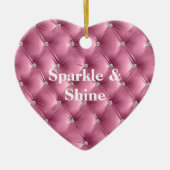 暖かいピンクのフェイクベルベット セラミックオーナメント (正面)