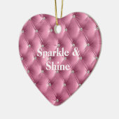 暖かいピンクのフェイクベルベット セラミックオーナメント (左)