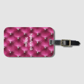 暖かいピンクのフェイクベルベット ラゲッジタグ (正面横)