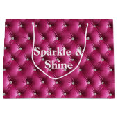 暖かいピンクのフェイクベルベット ラージペーパーバッグ (正面)