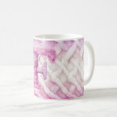 暖かいピンクの白い紫の文字F コーヒーマグカップ (正面右)