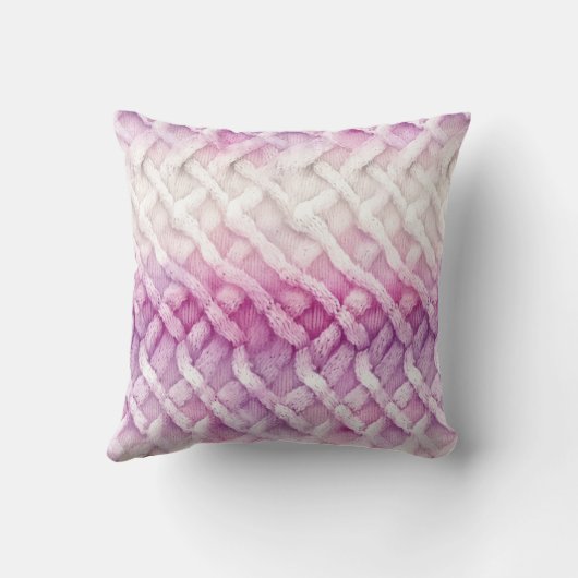 暖かいピンクの白い紫の文字S クッション (裏面)