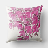 暖かいピンクの野花の水色 クッション (裏面)