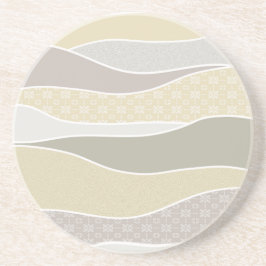 暖かいピンクイエローグリーン湾曲ストライプ抽象芸術波 コースター