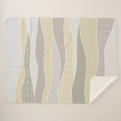 暖かいピンクイエローグリーン湾曲ストライプ抽象芸術波 シェルパブランケット (正面(横))