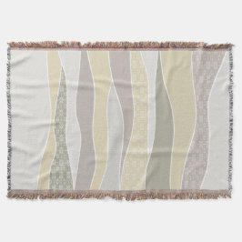 暖かいピンクイエローグリーン湾曲ストライプ抽象芸術波 スローブランケット